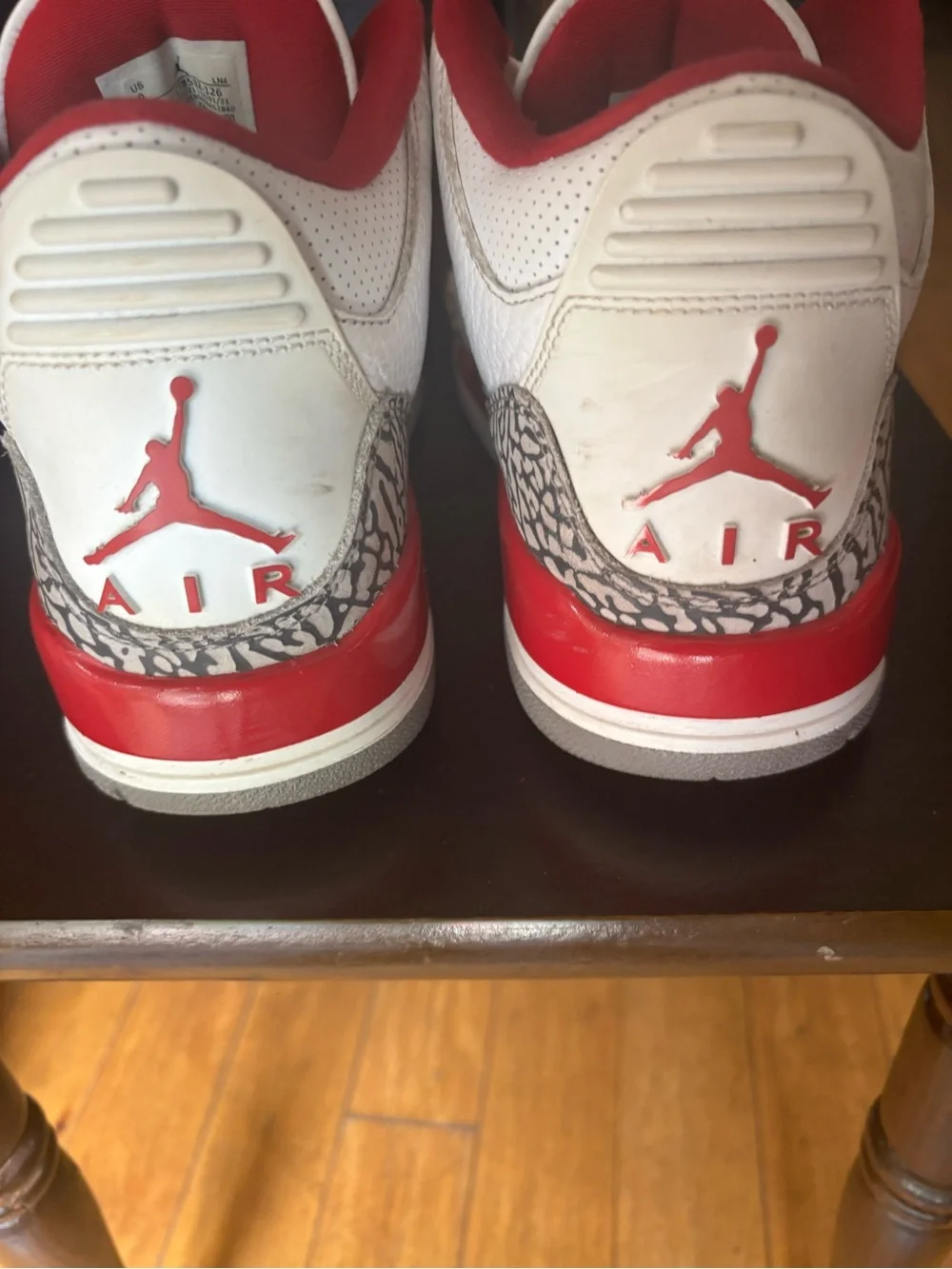 Nike Air Jordan 3 Retro Cardinal Red White Grey Cement Size 9 Mens 398614-126